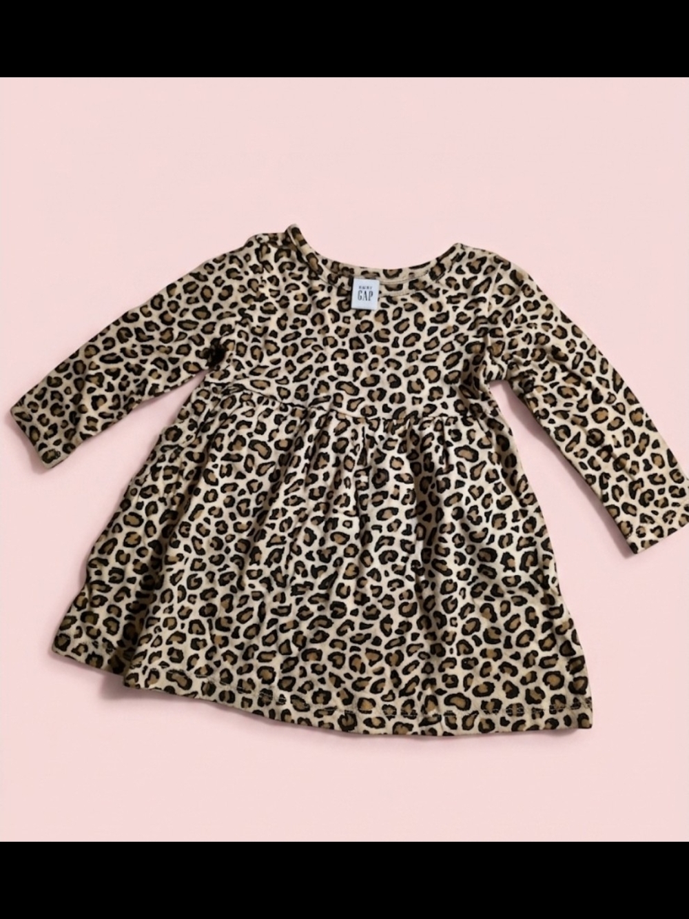 Old Navy Cotton Leopard Print Long Sleeve Dress - Brown & Cream Size 6-12 Months